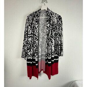 Chico's Easywear Womens Black & White Open Front Cardigan Sweater Size 3 Stretch